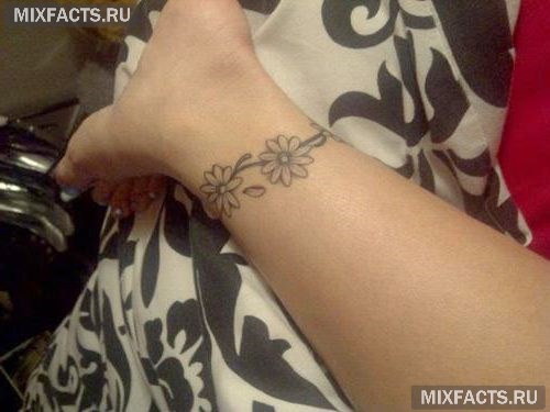 татуировки браслетом цветы