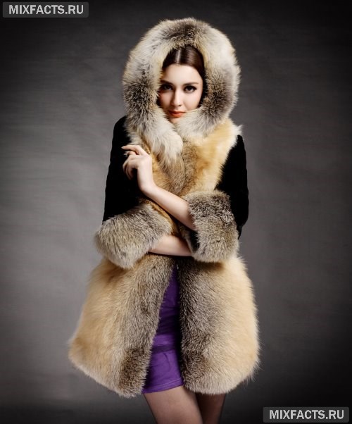зимнее женское меховое пальто