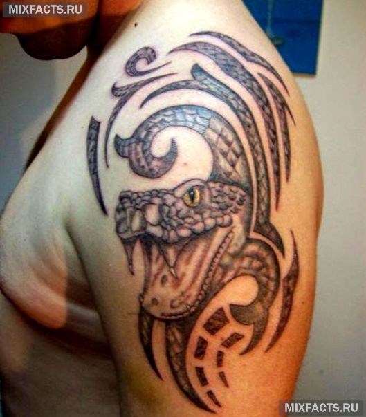 татуировка змеи в племенном дизайне