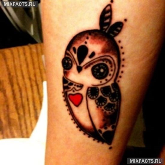 татуировка сова для девушек