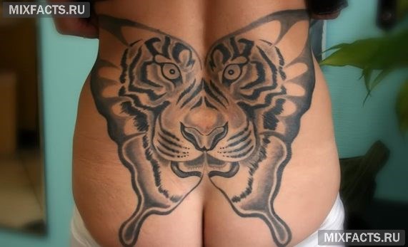 женская тату тигр на спине