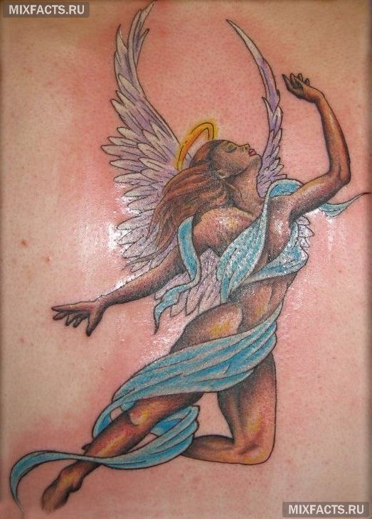 цветная татуировка ангела