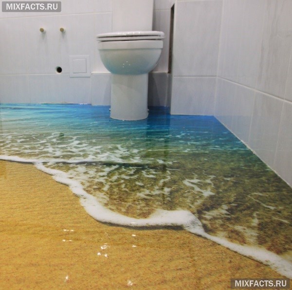 Наливной пол 3Д – осуществляем ремонт в ванной и туалете своими руками