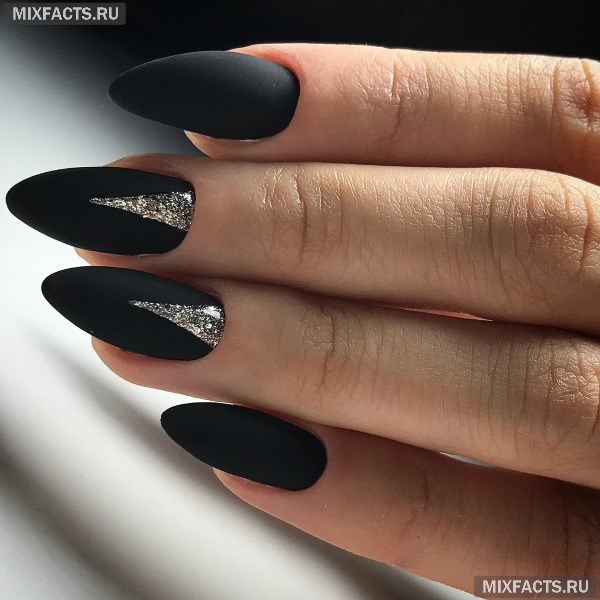 черные длинные ногти фото
