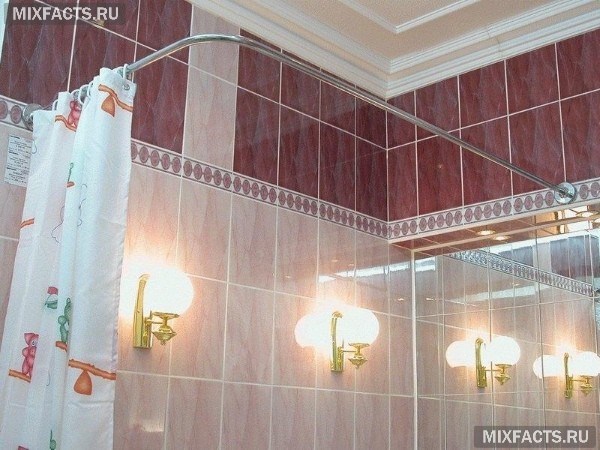 Штанга для штор в ванную комнату - виды карниза и установка 