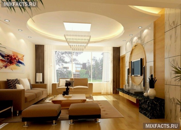 Какой выбрать дизайн потолков в гостиной?