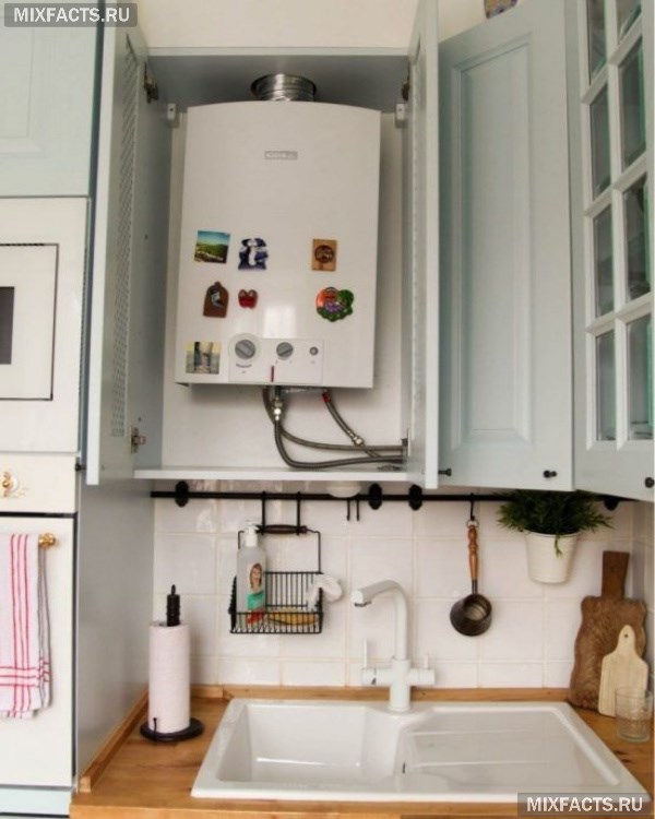 Как спрятать газовый котел на кухне – дизайн идеи с фото  