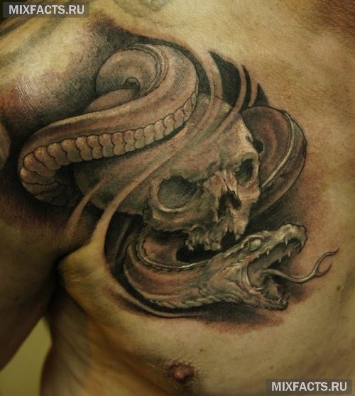 татуировка змеи на груди