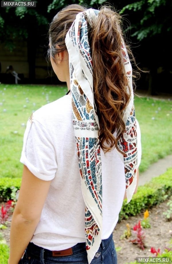 как красиво завязать шарф на волосах? 