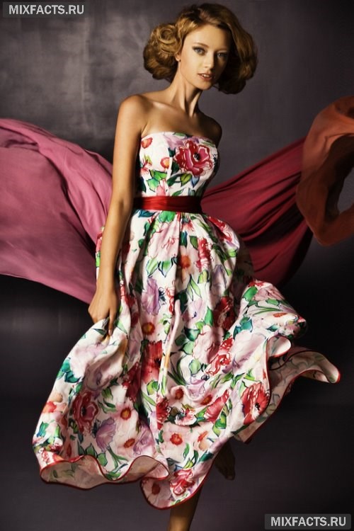 платье с большими цветами