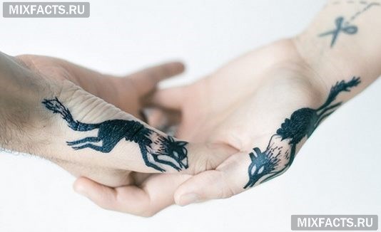 татуировки волка на руке для девушек
