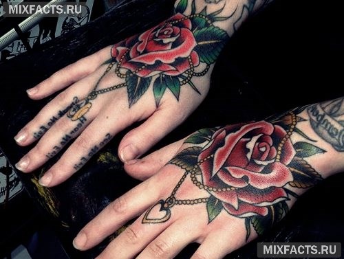 татуировка роза на кистях рук