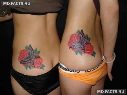 татуировка роза для девушки на спине